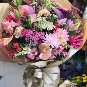 Buquê de Flores Rosa e Lilás Grande