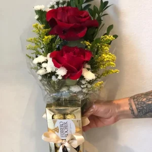 2 Rosas para Presente com Chocolate