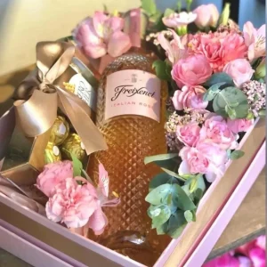 Caixa de Flores com Freixenet e Chocolate